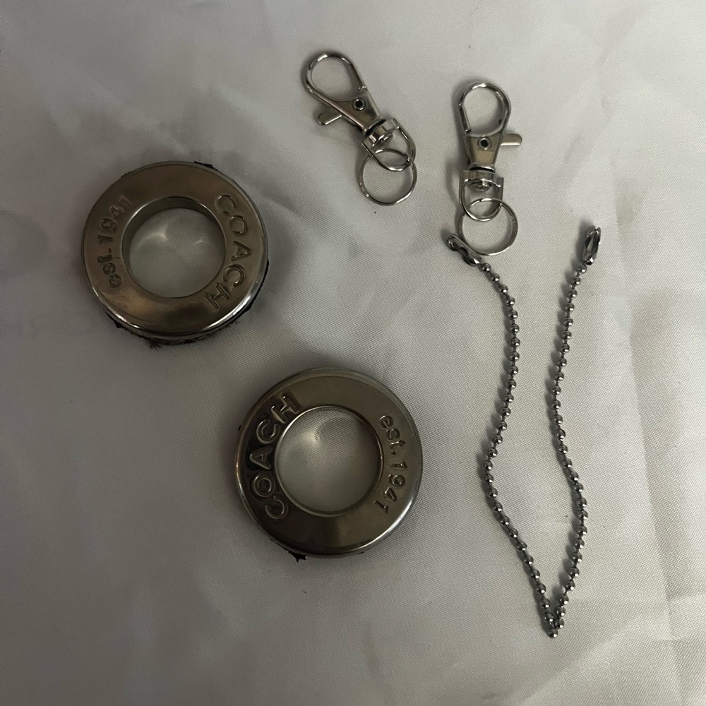 Two Coach Silver Grommets Circular Accessories/Bag Charms - Picture 4 of 5